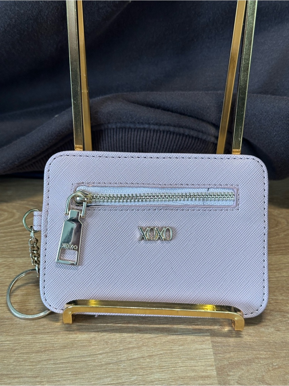 XOXO Blush Pink Saffiano Card Holder Coin Purse Keychain Wallet